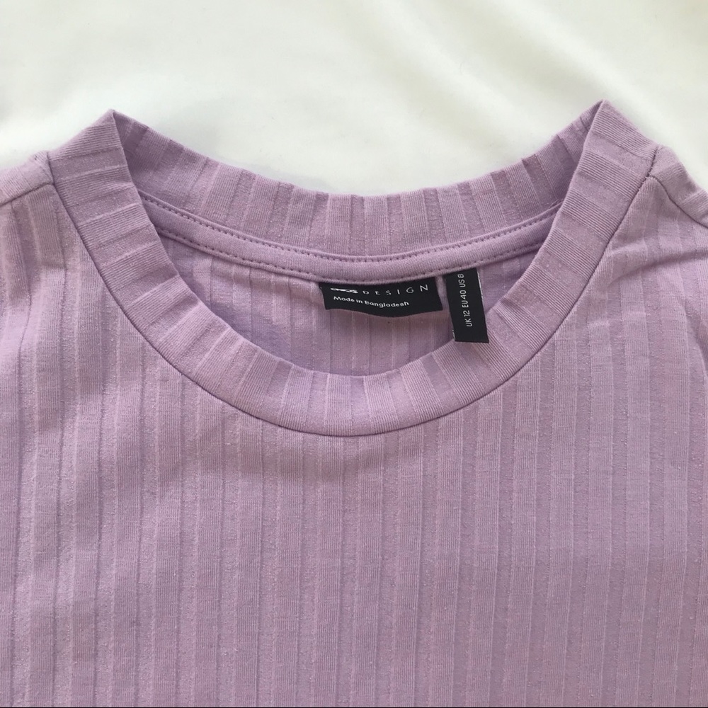 NEW ASOS Design Lavender Ribbed Tee - Picture 7 of 8